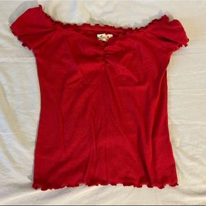 Red off the shoulder hollister top